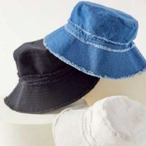 Frayed Canvas Denim  Bucket Hat